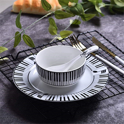8 Inch Music Note Plate and Keyboard Bowl Dinner Set