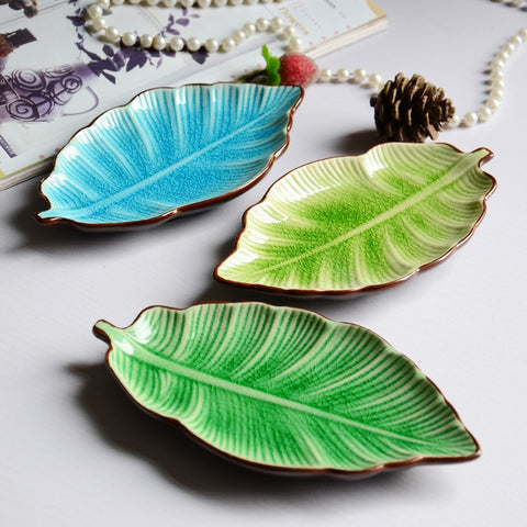 Banana leaf shape leaf dish ceramic