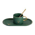 YeFine Ceramic Tea Cup With Plate Creative Gold
