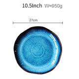 Japanese Style Pigmented Irregular Dish Ceramic Plates