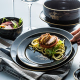 High Fashion Tableware Set Black Gold Modern Ceramic