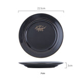 High Fashion Tableware Set Black Gold Modern Ceramic