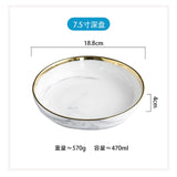 1pc Glod Marble Ceramic Dinner Dish Plate