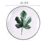 Round Green Plants Porcelain Dinner Plate