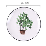 Round Green Plants Porcelain Dinner Plate