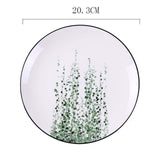 Round Green Plants Porcelain Dinner Plate