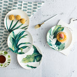 Round Green Plants Porcelain Dinner Plate