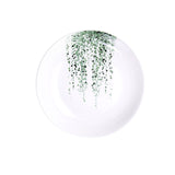 Round Green Plant Porcelain Dinner Plate Set