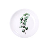 Round Green Plant Porcelain Dinner Plate Set