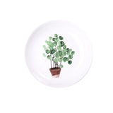 Round Green Plant Porcelain Dinner Plate Set