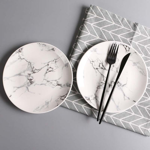 8 inch Round Marble Strip Ceramic Dinner Plates